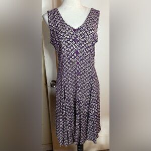 90’s Floral Purple Sleeveless Midi Dress casual everyday basic beach garden fem